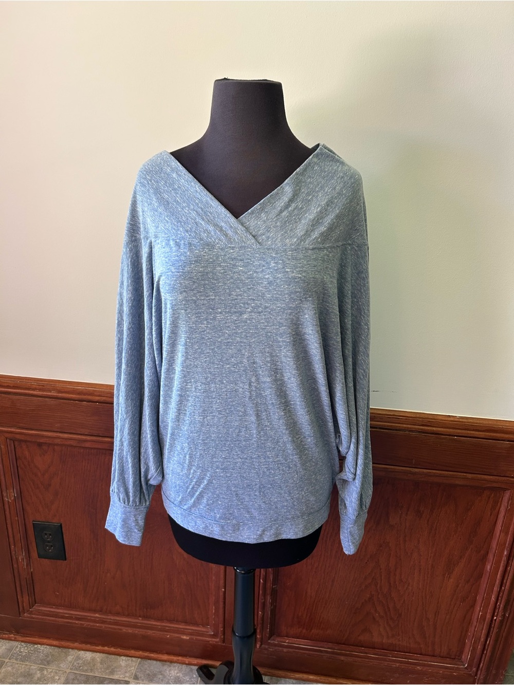 We The Free by Free People Heather Blue Sequoia Slouchy Long Sleeve Top Size XS